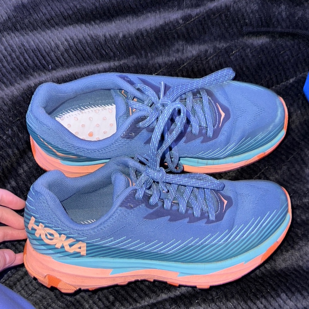Hoka Women's Blue and Orange Running Shoes